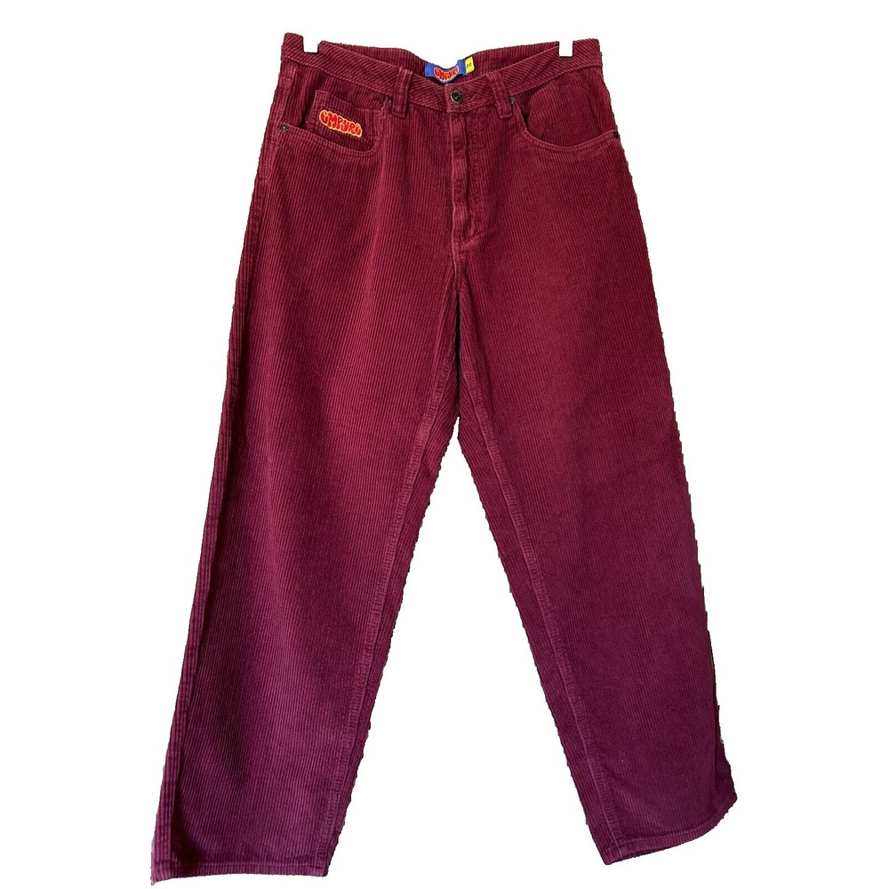 Empyre Relax Corduroy Pants Men's Sz 30x27 Maroon Baggy Straight Skater 90s Y2K
